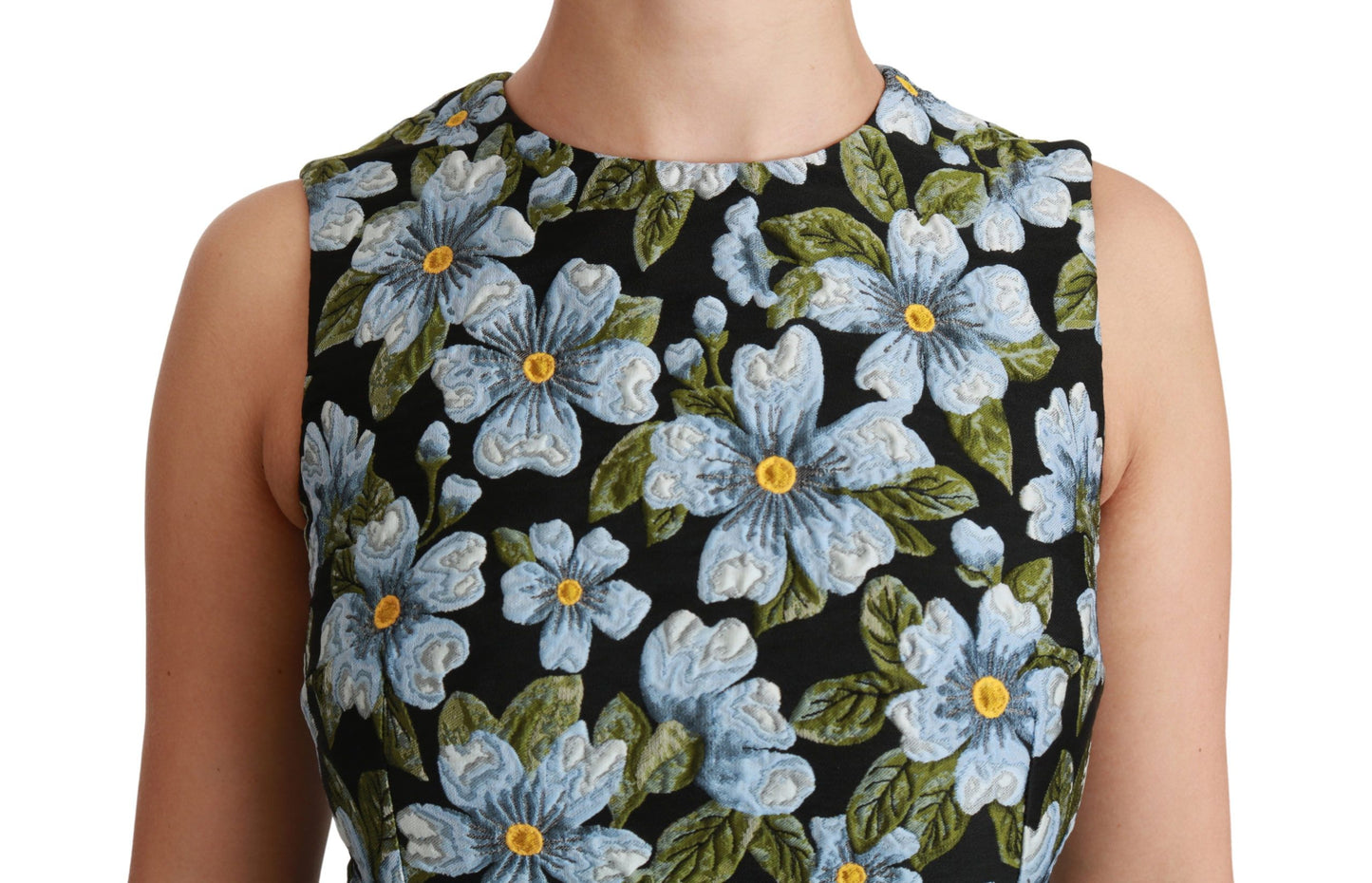 Dolce & Gabbana Blue Floral Brocade Gown Shift Dress Dolce & Gabbana