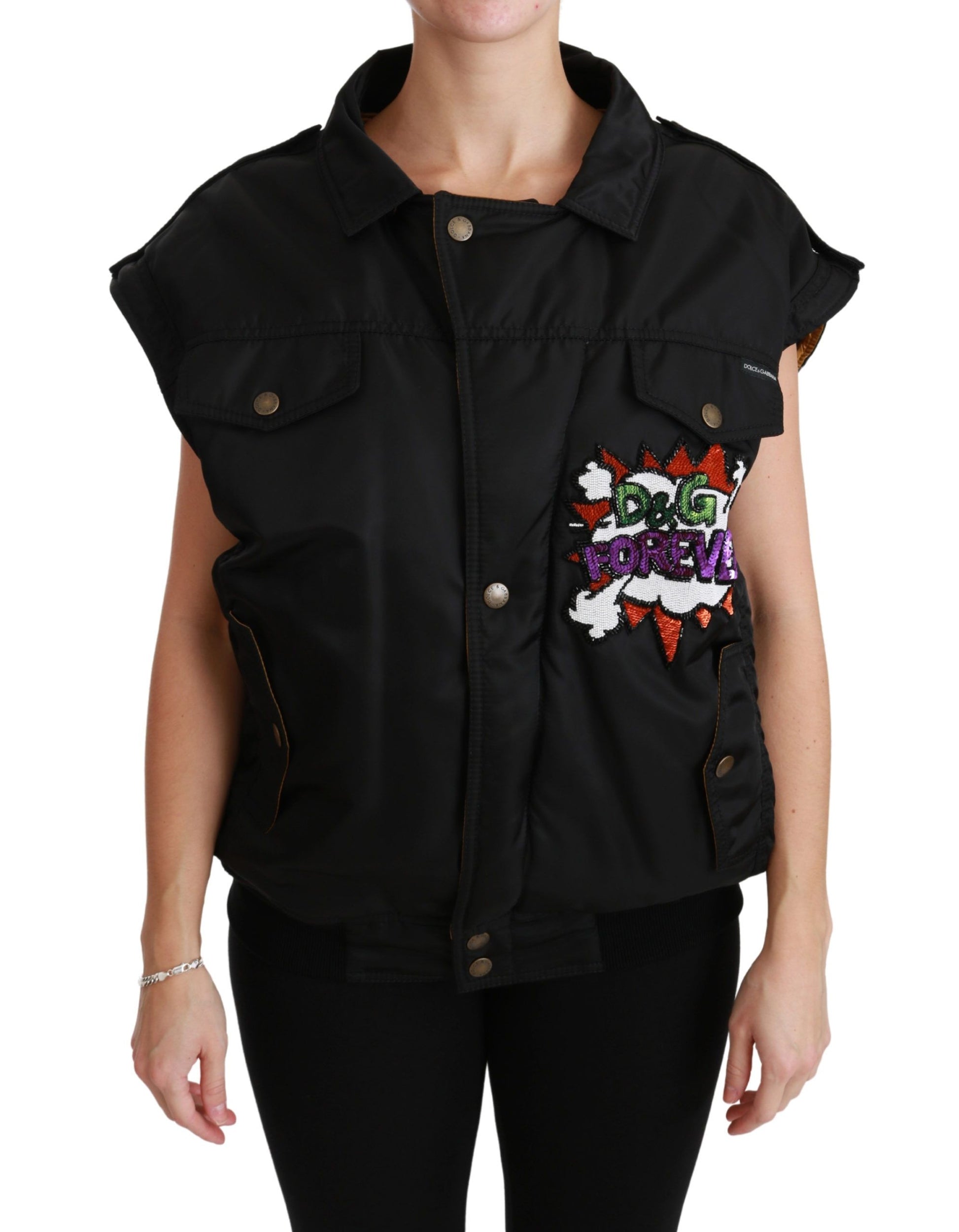 Dolce & Gabbana Black Queen Crown Sequined Bomber Jacket Dolce & Gabbana