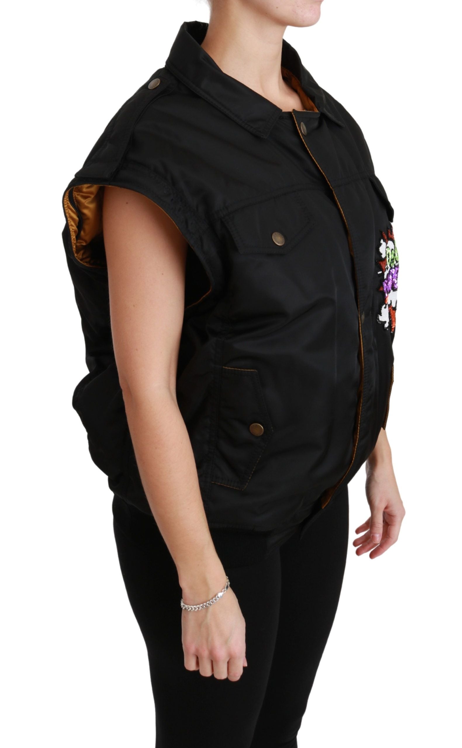 Dolce & Gabbana Black Queen Crown Sequined Bomber Jacket Dolce & Gabbana