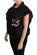 Dolce & Gabbana Black Queen Crown Sequined Bomber Jacket - Eljoys Fashion 