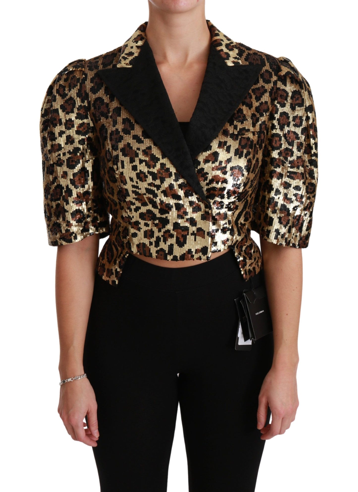 Dolce & Gabbana Blazer Gold Leopard Sequined Jacket Dolce & Gabbana