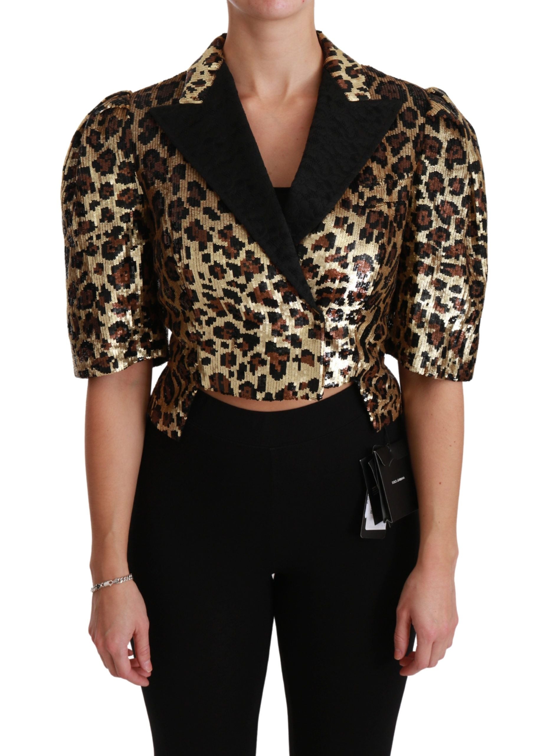 Dolce & Gabbana Blazer Gold Leopard Sequined Jacket Dolce & Gabbana