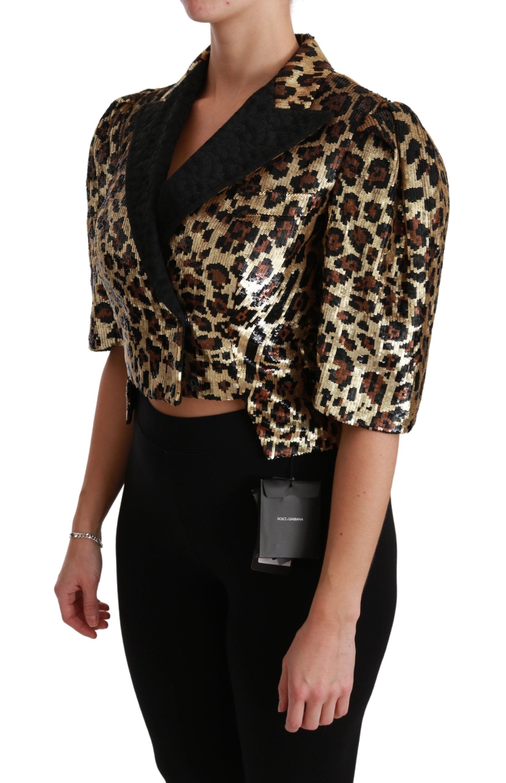 Dolce & Gabbana Blazer Gold Leopard Sequined Jacket Dolce & Gabbana