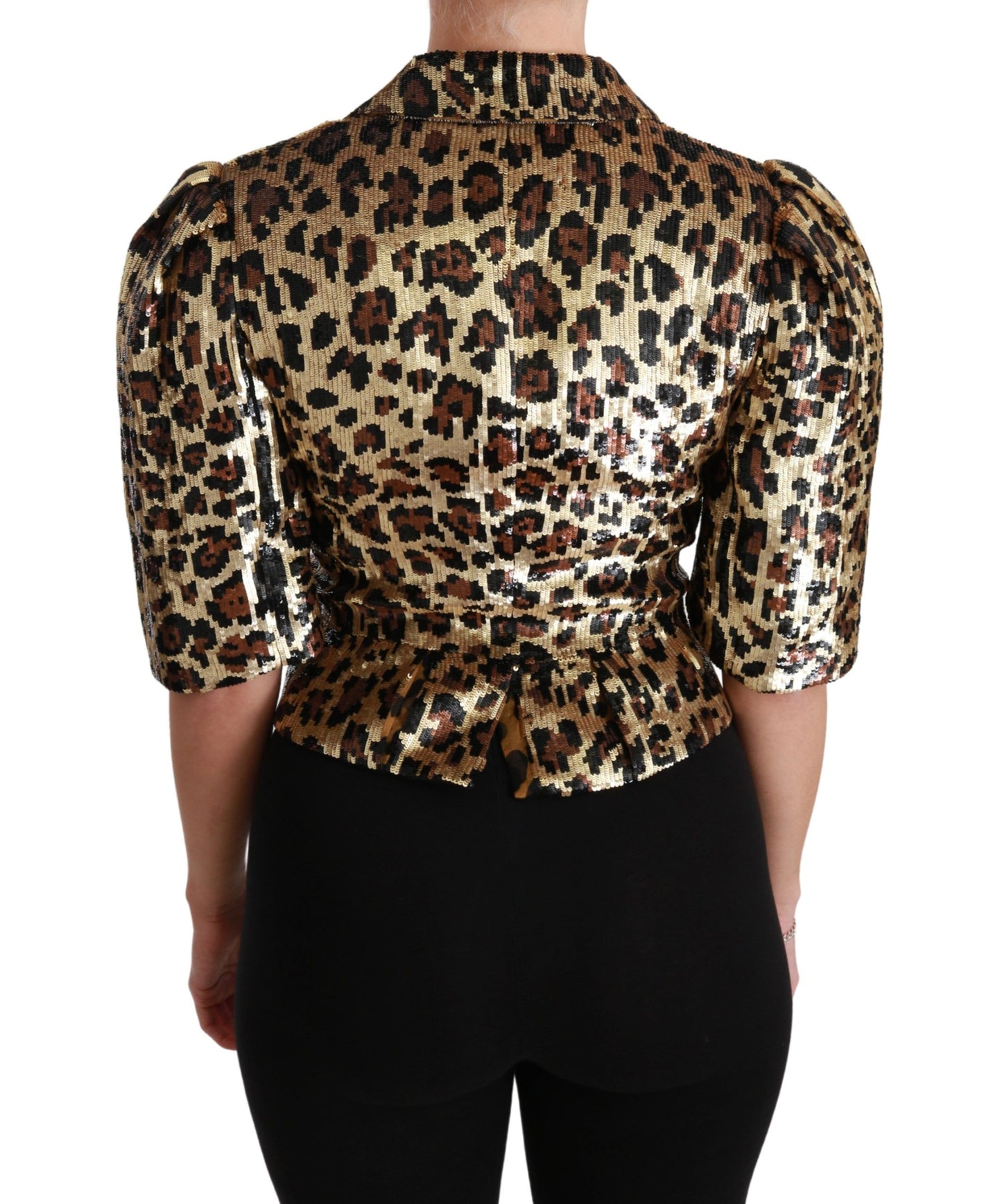 Dolce & Gabbana Blazer Gold Leopard Sequined Jacket Dolce & Gabbana