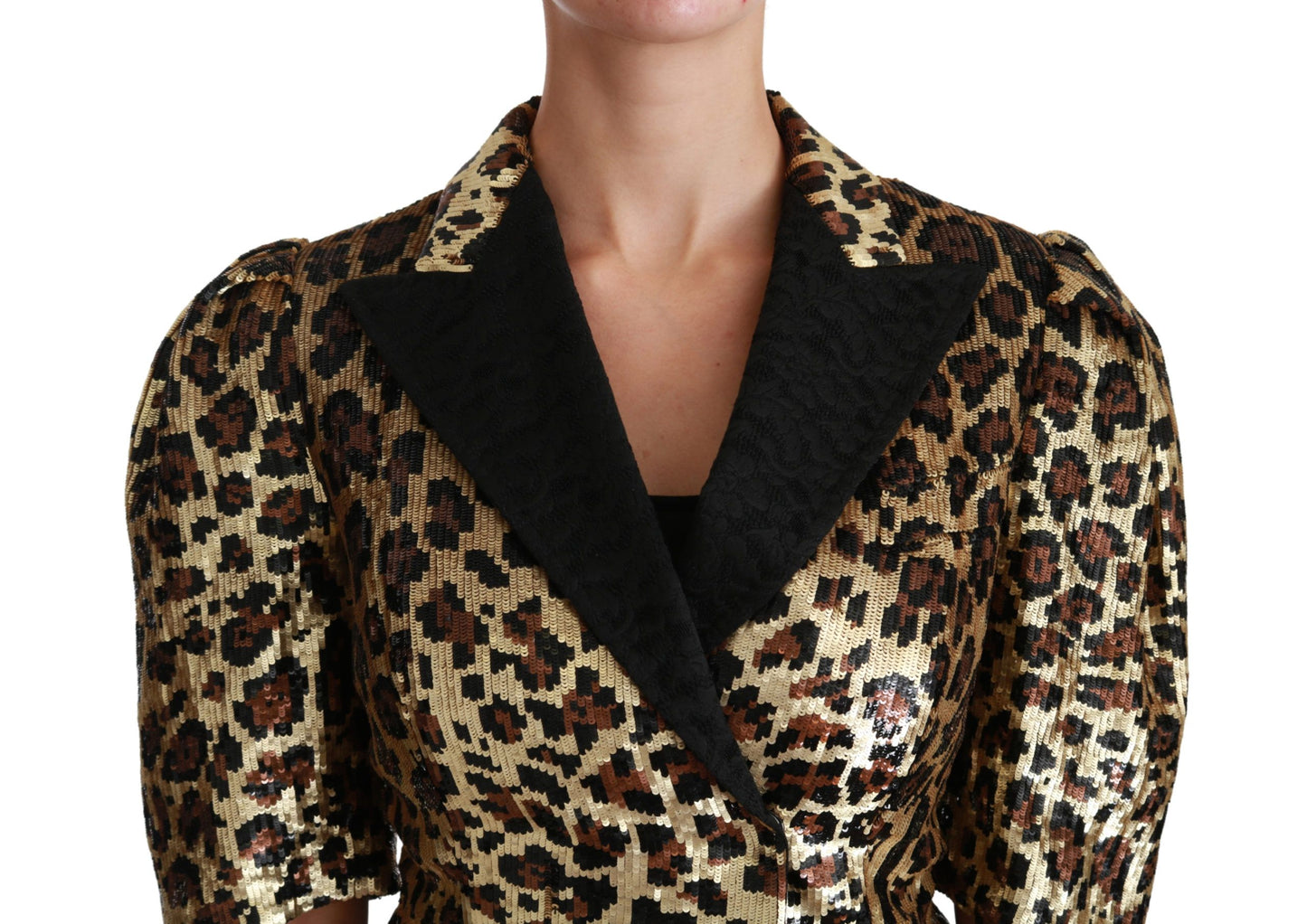 Dolce & Gabbana Blazer Gold Leopard Sequined Jacket Dolce & Gabbana