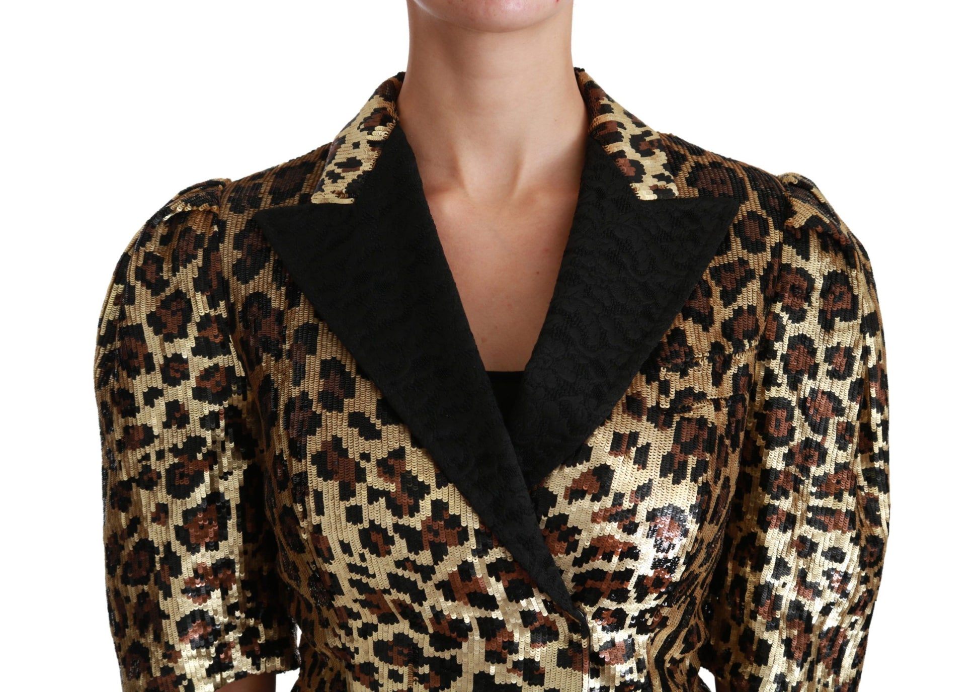 Dolce & Gabbana Blazer Gold Leopard Sequined Jacket Dolce & Gabbana