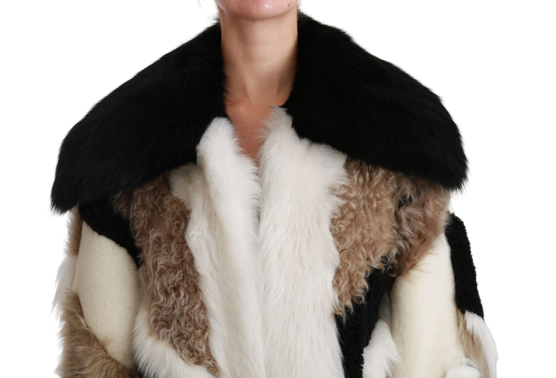 Dolce & Gabbana Sheep Fur Shearling Cape Jacket Coat Dolce & Gabbana
