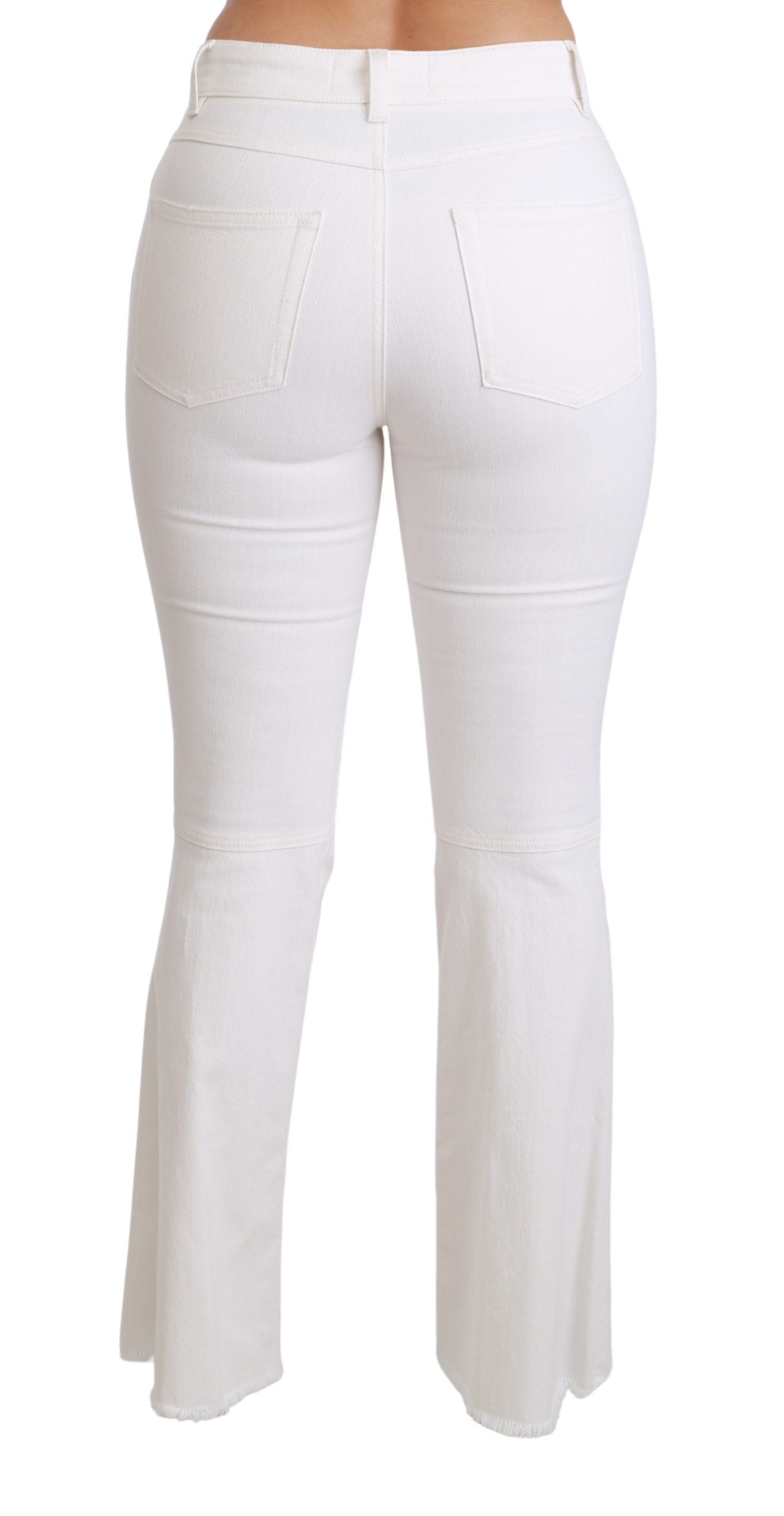 Dolce & Gabbana White Heart Flared Stretch Cotton Pants Dolce & Gabbana