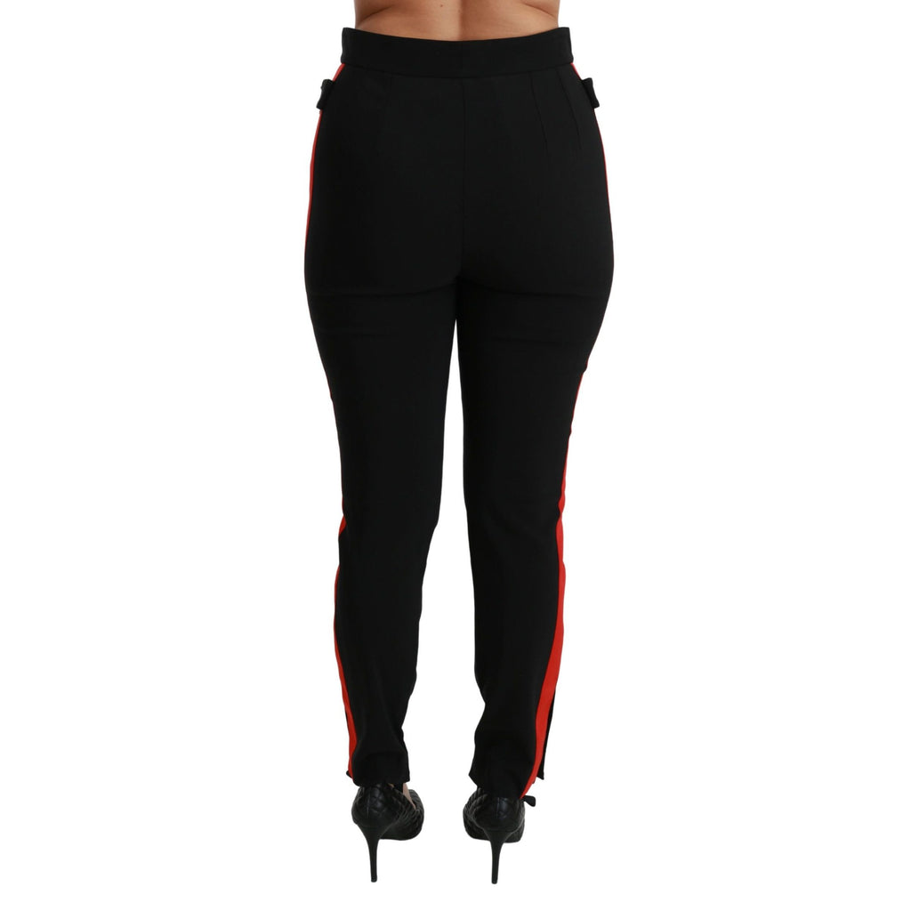 Dolce & Gabbana Black Skinny Stretch Fox Head Cotton Pants