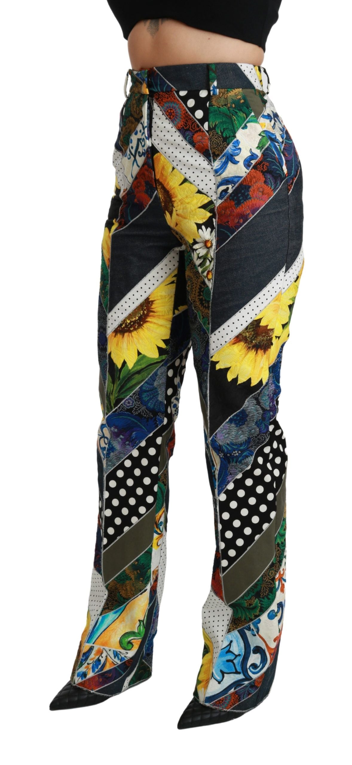 Dolce & Gabbana Multicolor Print High Waist Straight Pants Dolce & Gabbana