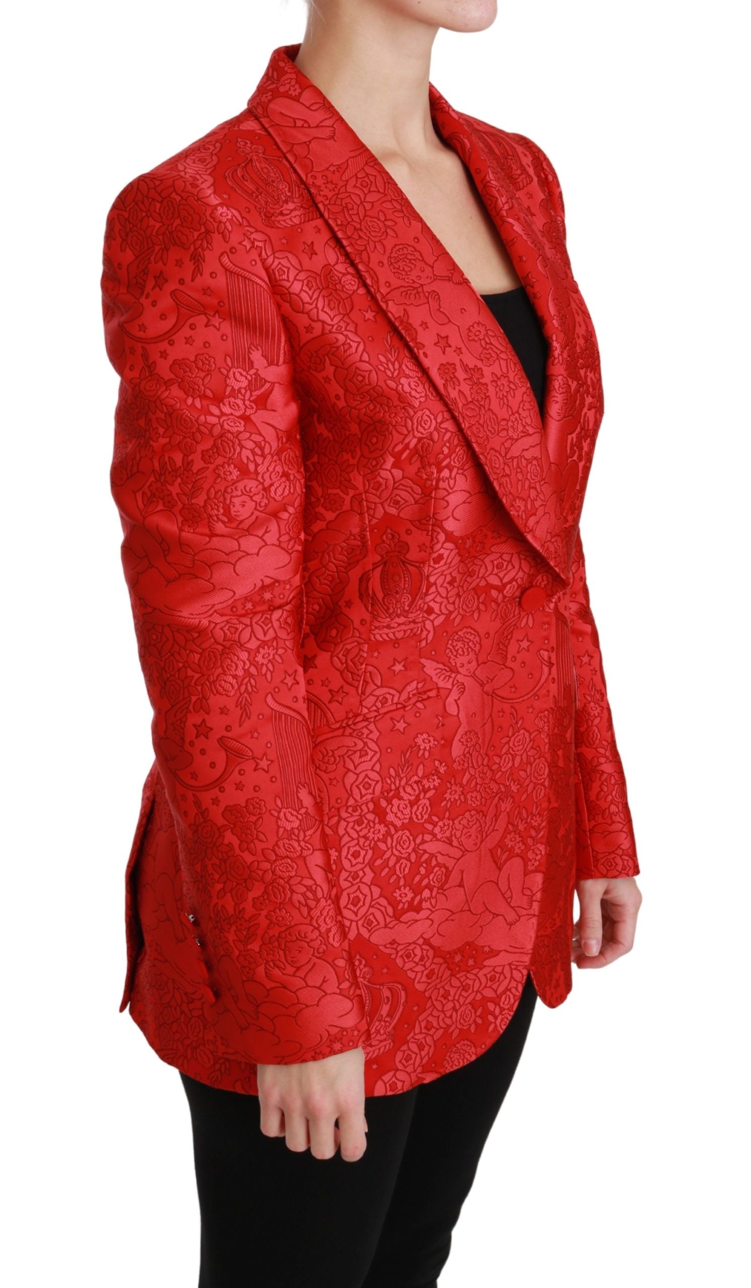 Dolce & Gabbana Red Floral Angel Blazer Coat Jacket Dolce & Gabbana