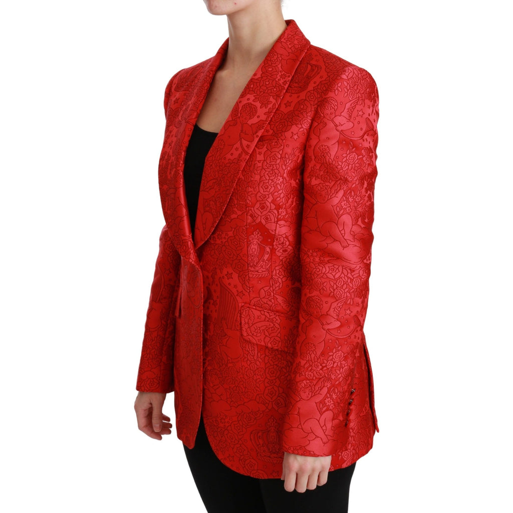 Dolce & Gabbana Red Floral Angel Blazer Coat Jacket