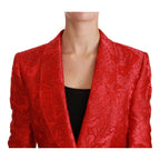 Dolce & Gabbana Red Floral Angel Blazer Coat Jacket