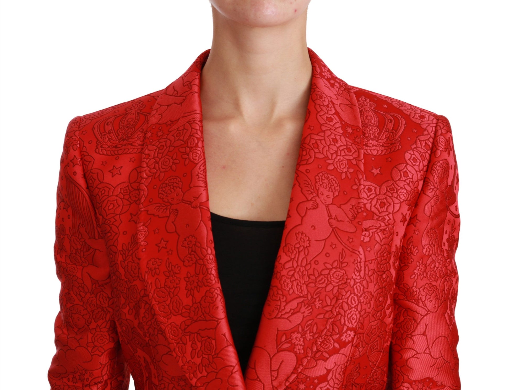 Dolce & Gabbana Red Floral Angel Blazer Coat Jacket Dolce & Gabbana