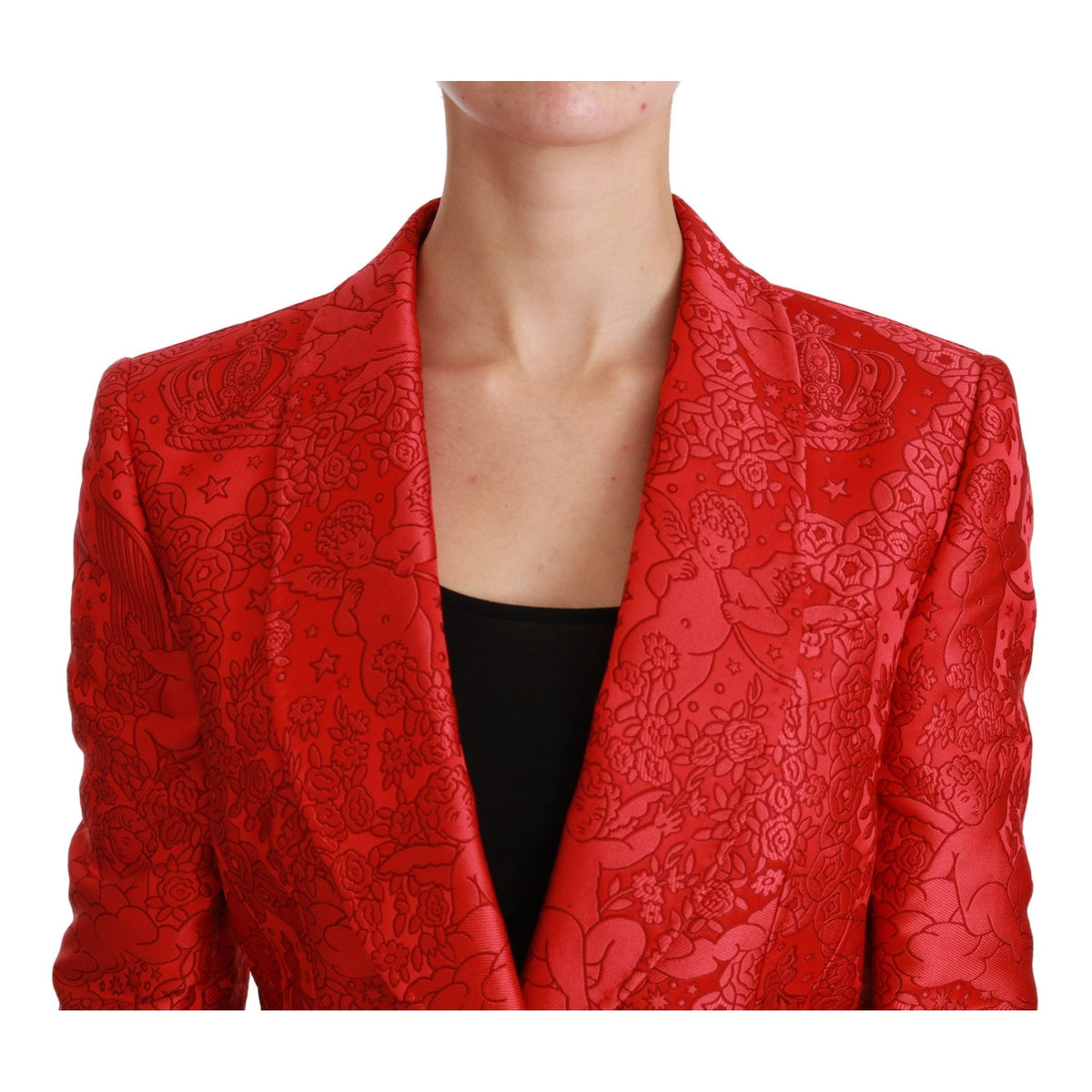 Dolce & Gabbana Red Floral Angel Blazer Coat Jacket