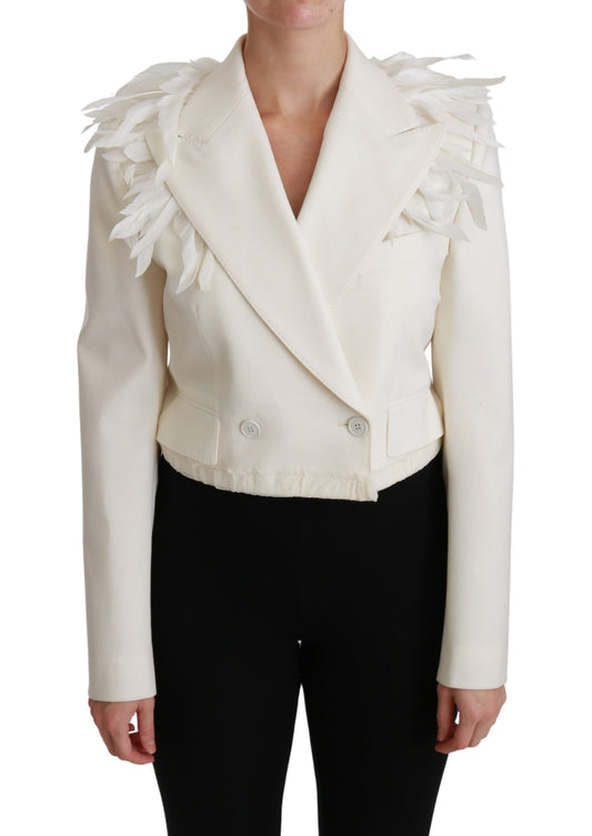 Dolce & Gabbana White Double Breasted Coat Wool Jacket Dolce & Gabbana