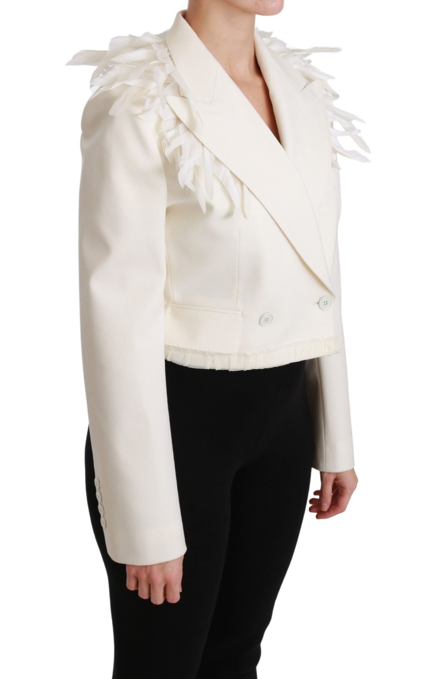 Dolce & Gabbana White Double Breasted Coat Wool Jacket Dolce & Gabbana