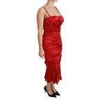 Dolce & Gabbana Red Silk Stretch Mermaid Bodycon Dress