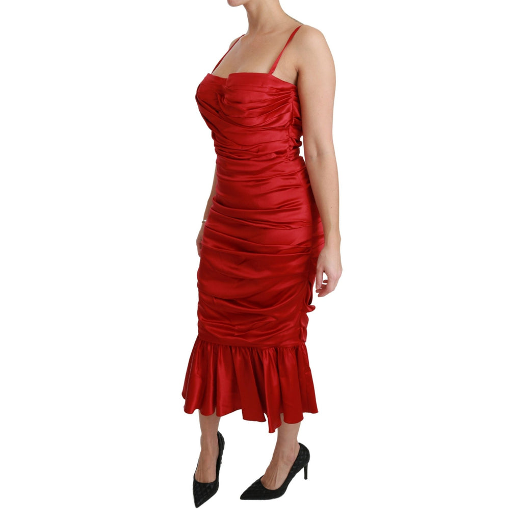 Dolce & Gabbana Red Silk Stretch Mermaid Bodycon Dress