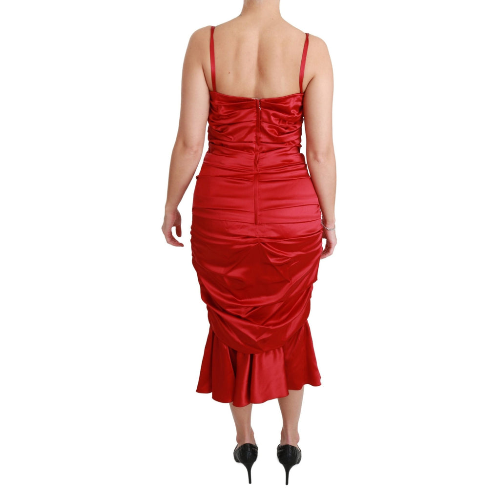 Dolce & Gabbana Red Silk Stretch Mermaid Bodycon Dress