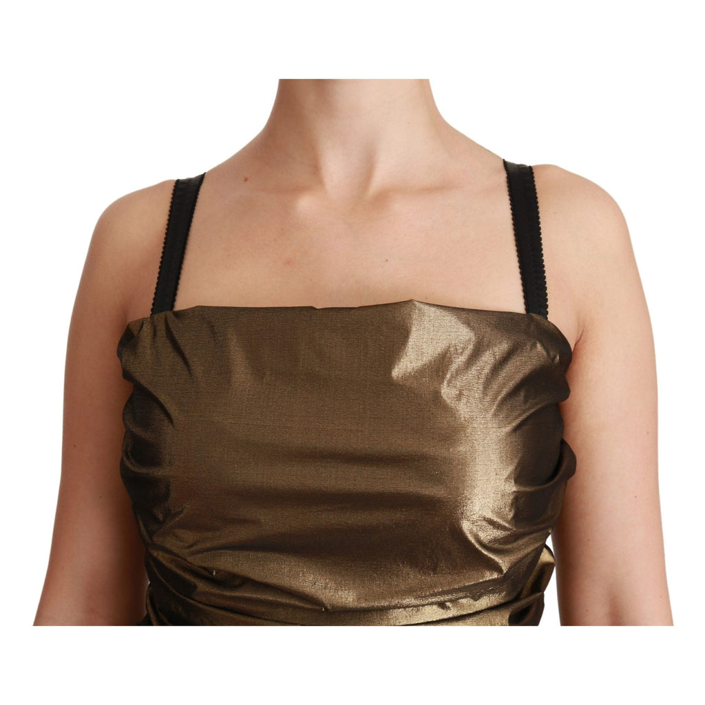 Dolce & Gabbana Nylon Bronze Bodycon Sheath Mini Dress