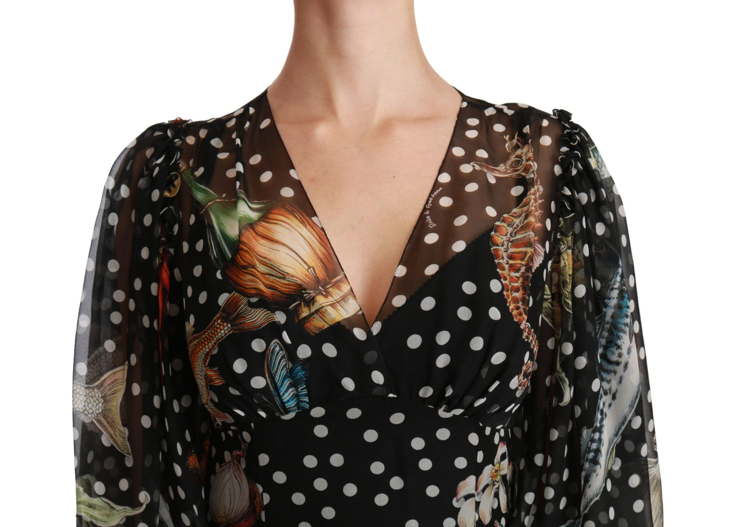 Dolce & Gabbana Black Sea Fish Sicily A-line Shift Dress Dolce & Gabbana