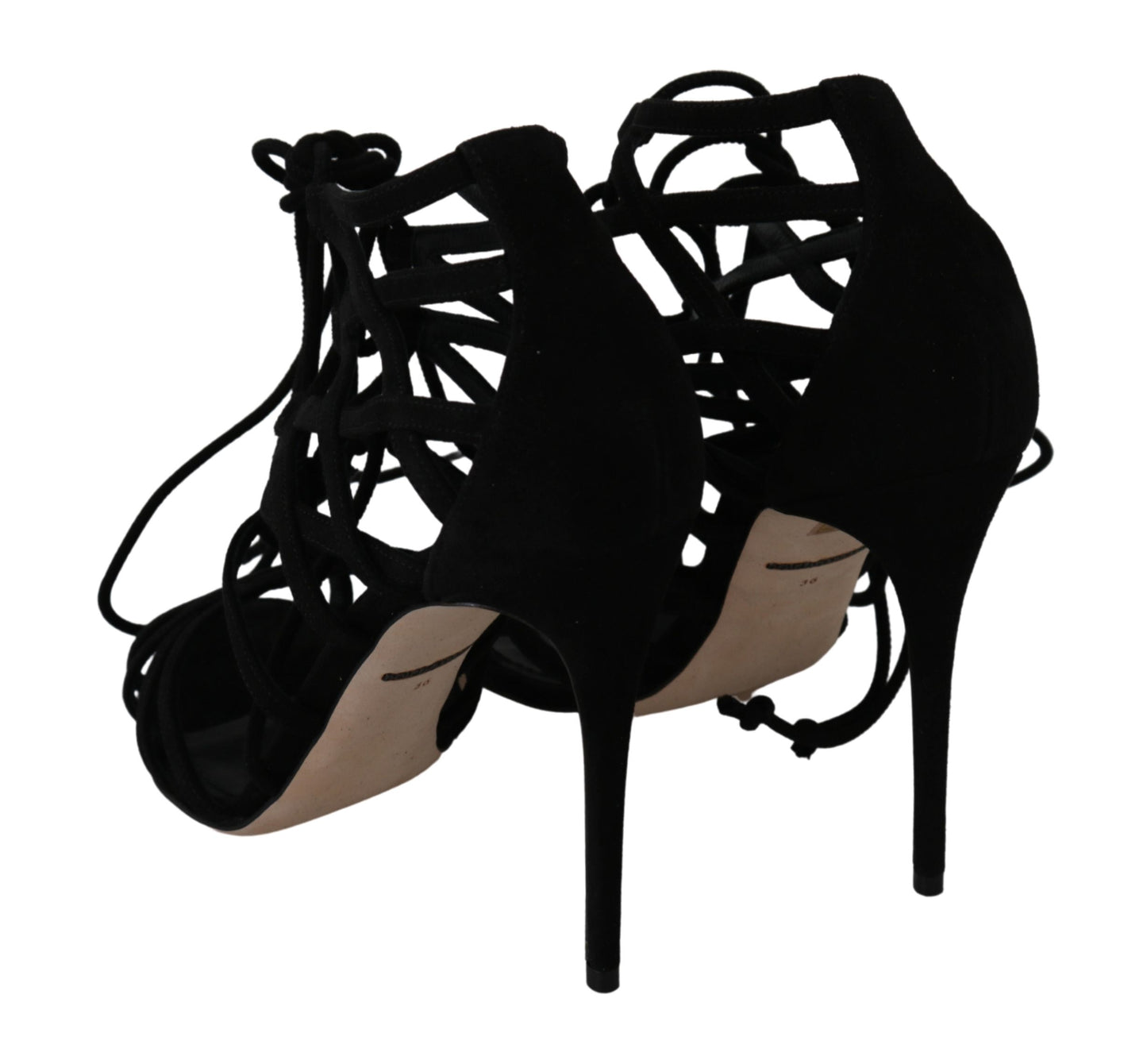 Dolce & Gabbana Black Suede Strap Stilettos Shoes Sandals Dolce & Gabbana