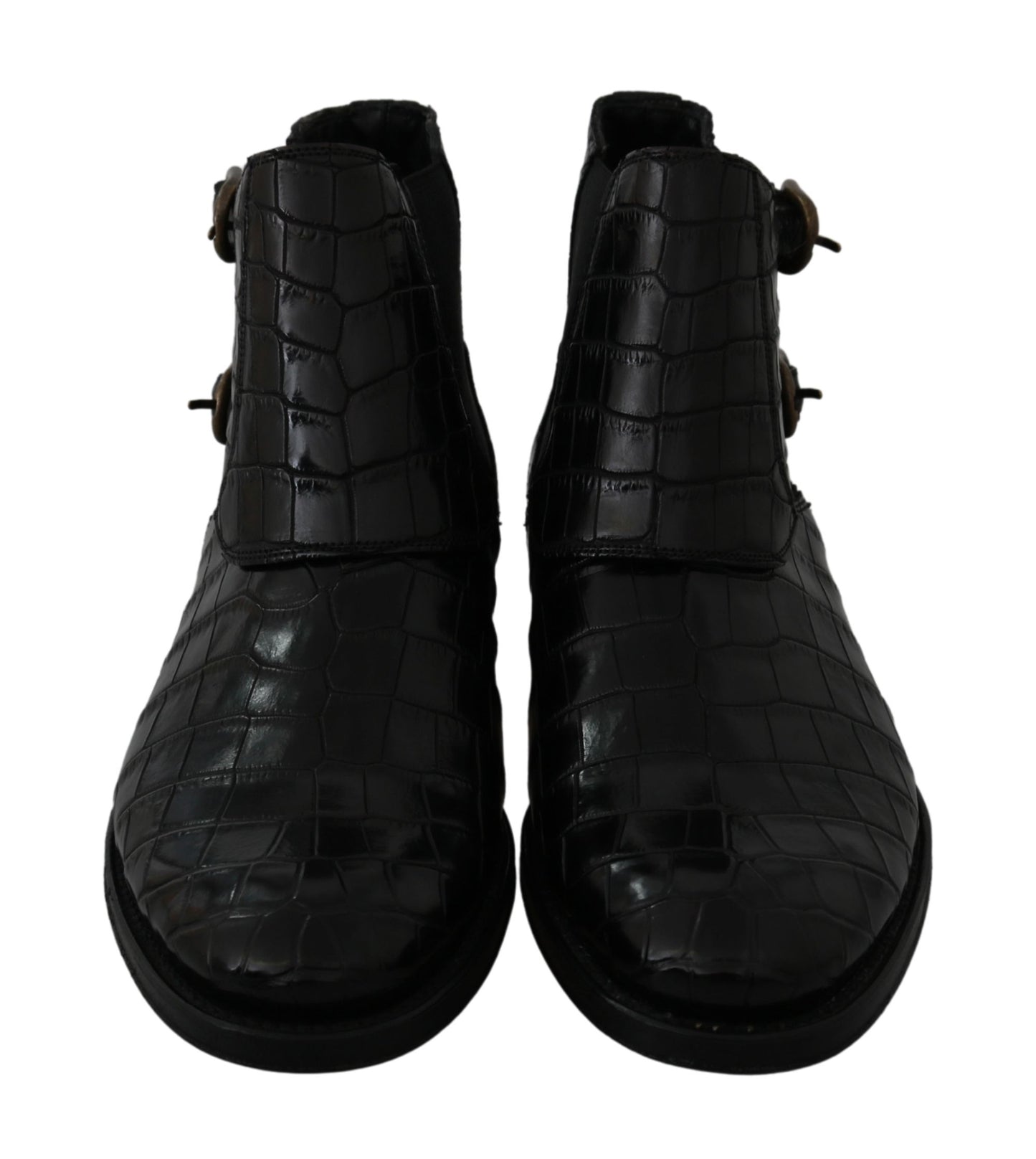 Dolce & Gabbana Black Crocodile Leather Derby Boots Shoes Dolce & Gabbana