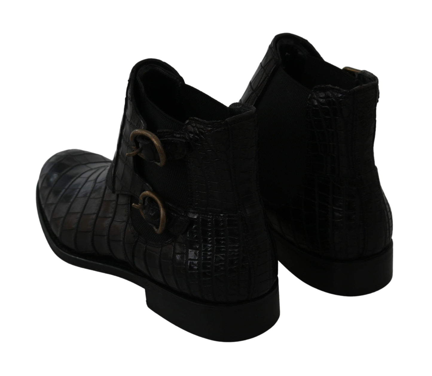 Dolce & Gabbana Black Crocodile Leather Derby Boots Shoes Dolce & Gabbana