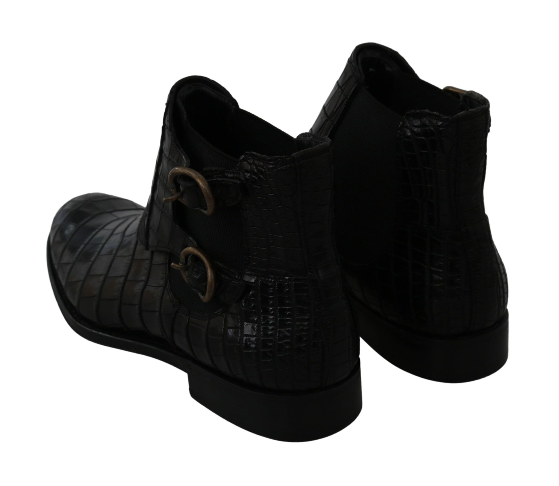Dolce & Gabbana Black Crocodile Leather Derby Boots Shoes Dolce & Gabbana