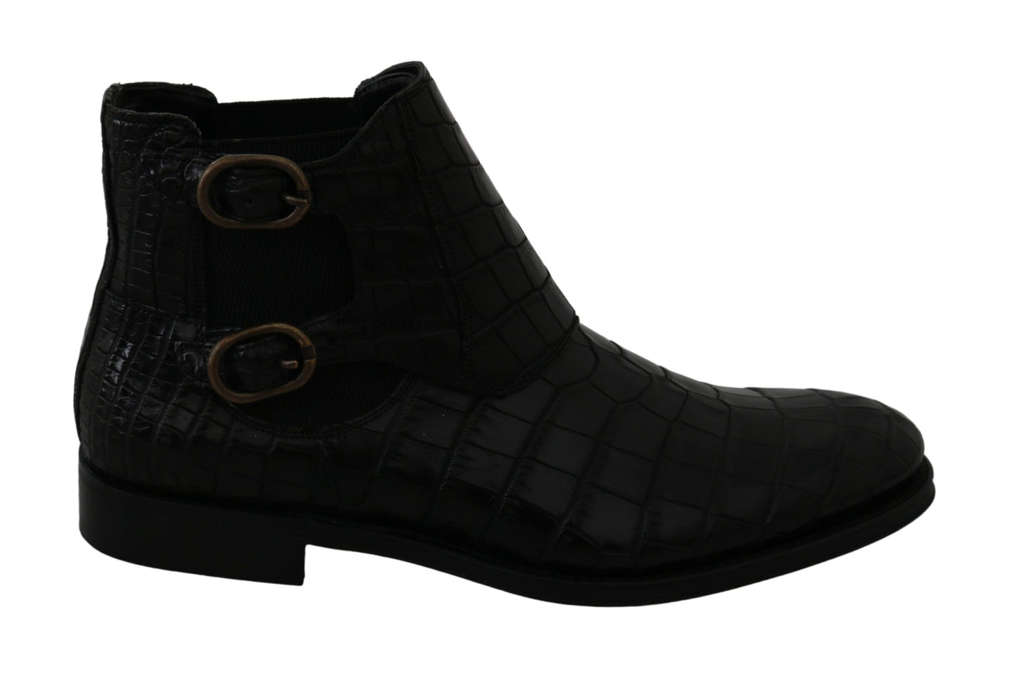 Dolce & Gabbana Black Crocodile Leather Derby Boots Shoes Dolce & Gabbana