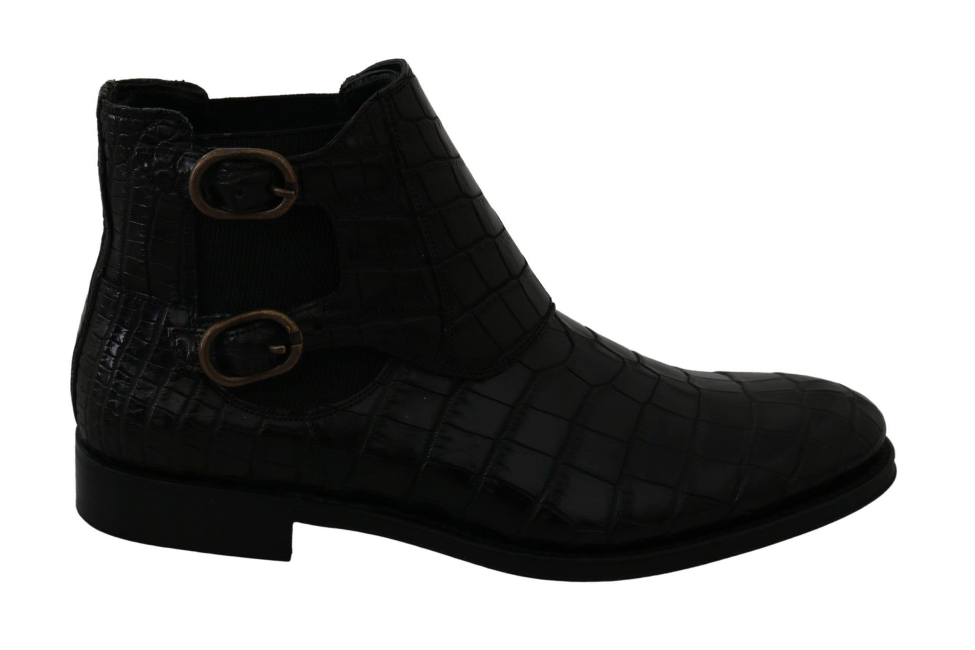 Dolce & Gabbana Black Crocodile Leather Derby Boots Shoes Dolce & Gabbana