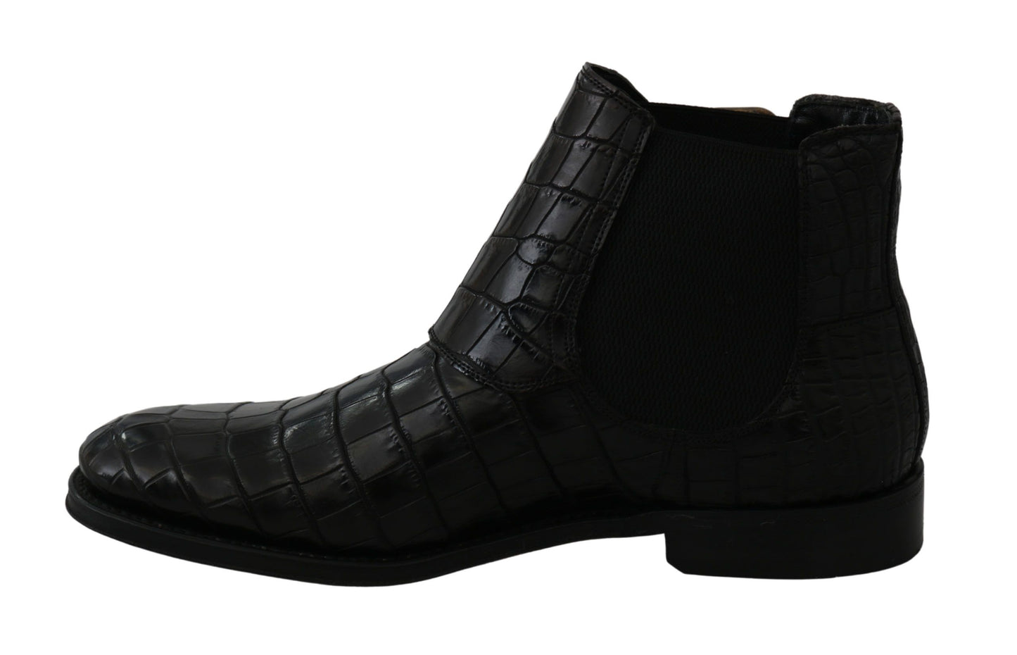 Dolce & Gabbana Black Crocodile Leather Derby Boots Shoes Dolce & Gabbana