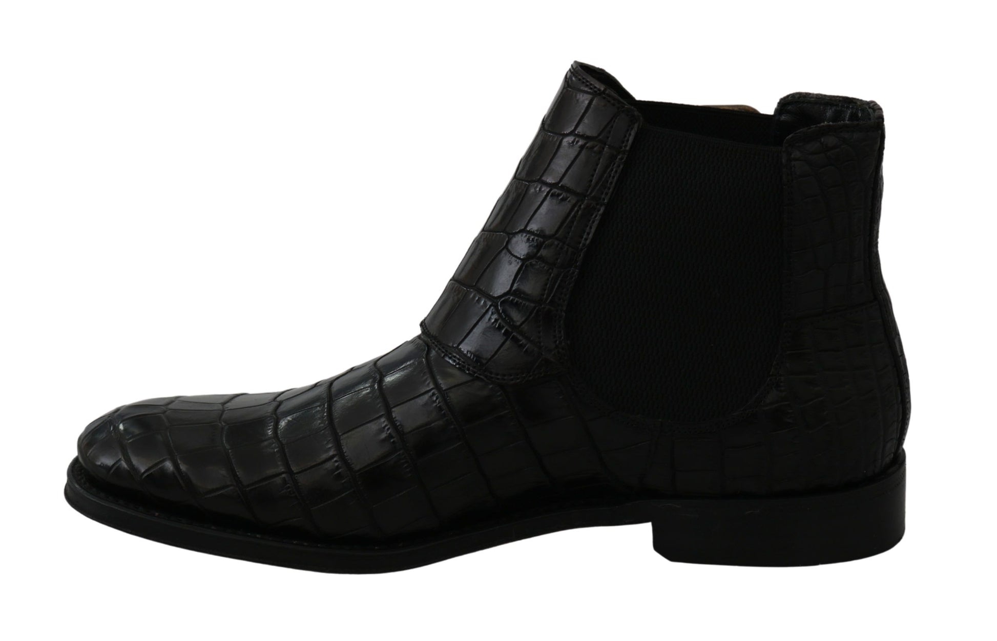 Dolce & Gabbana Black Crocodile Leather Derby Boots Shoes Dolce & Gabbana