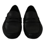 Dolce & Gabbana Black Lizard Leather Flat Loafers Shoes