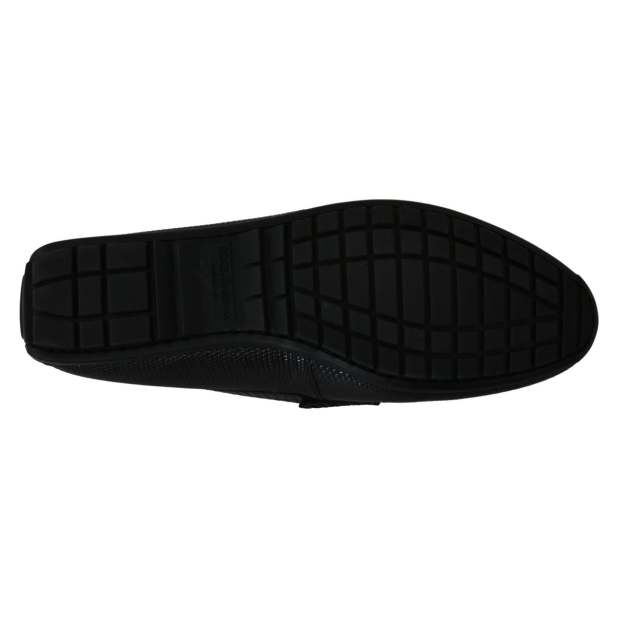 Dolce & Gabbana Black Lizard Leather Flat Loafers Shoes