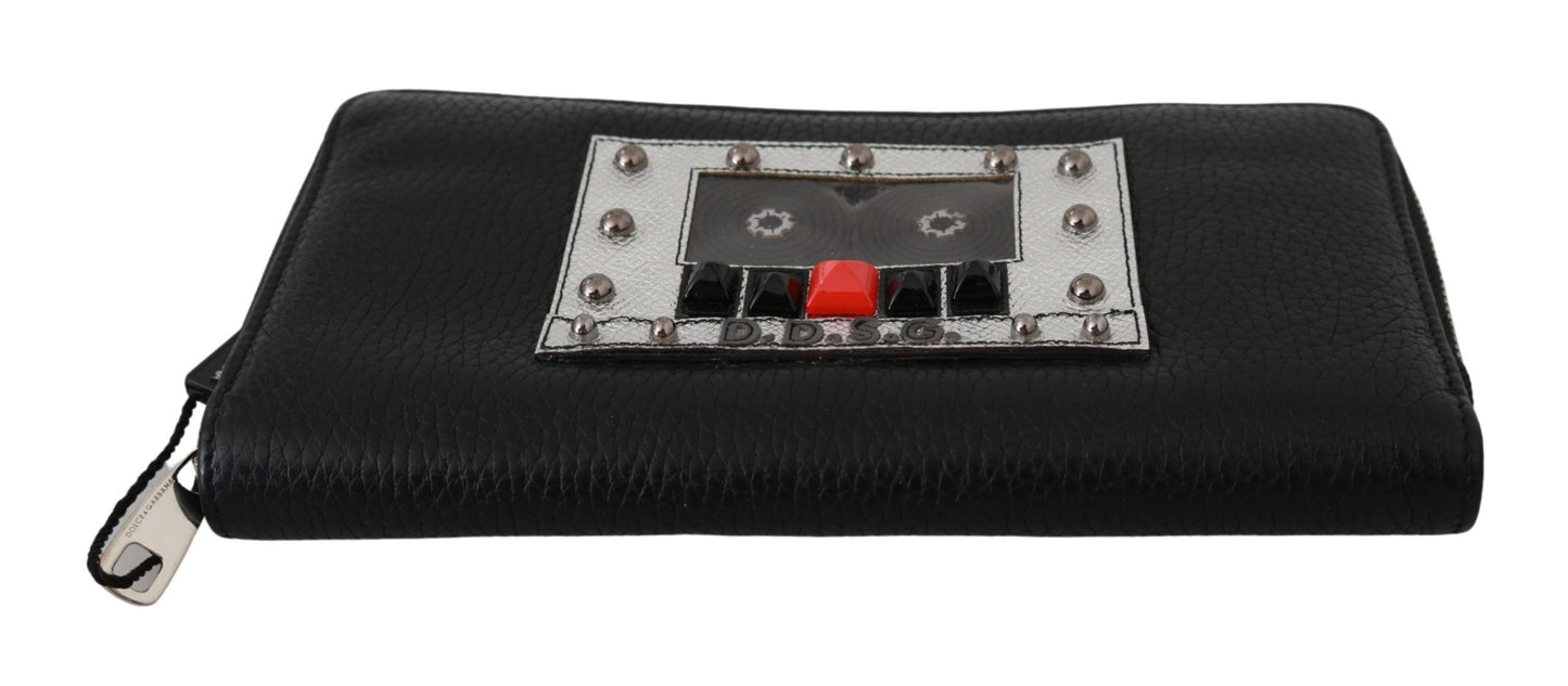 Dolce & Gabbana Black Mens Zipper Continental Purse 100% Leather Wallet Dolce & Gabbana