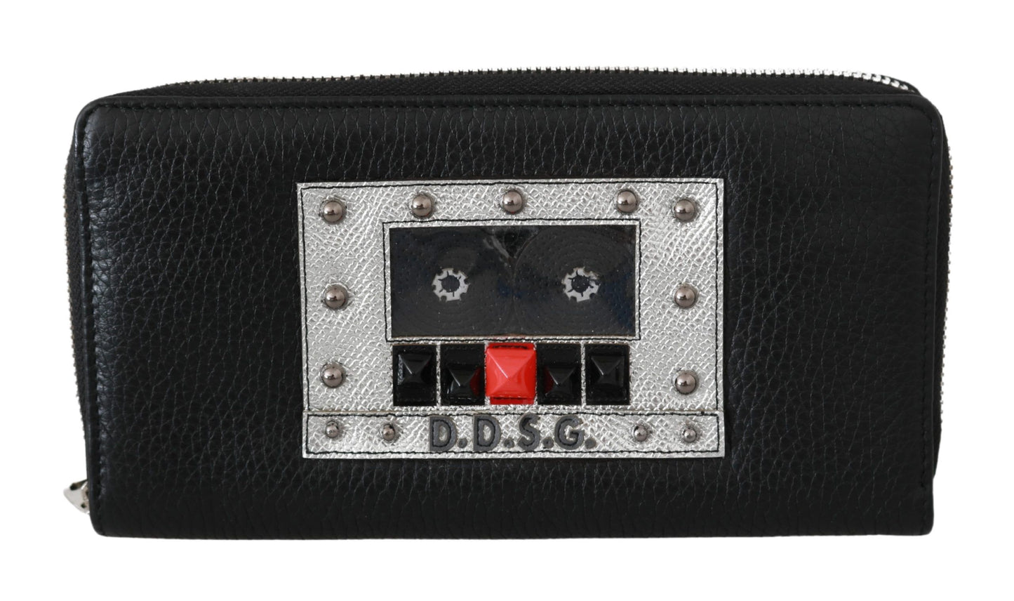 Dolce & Gabbana Black Mens Zipper Continental Purse 100% Leather Wallet Dolce & Gabbana