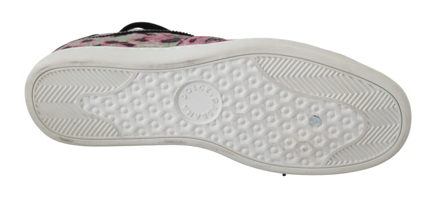 Dolce & Gabbana Pink Leopard Print Training Leather Flat Sneakers Dolce & Gabbana