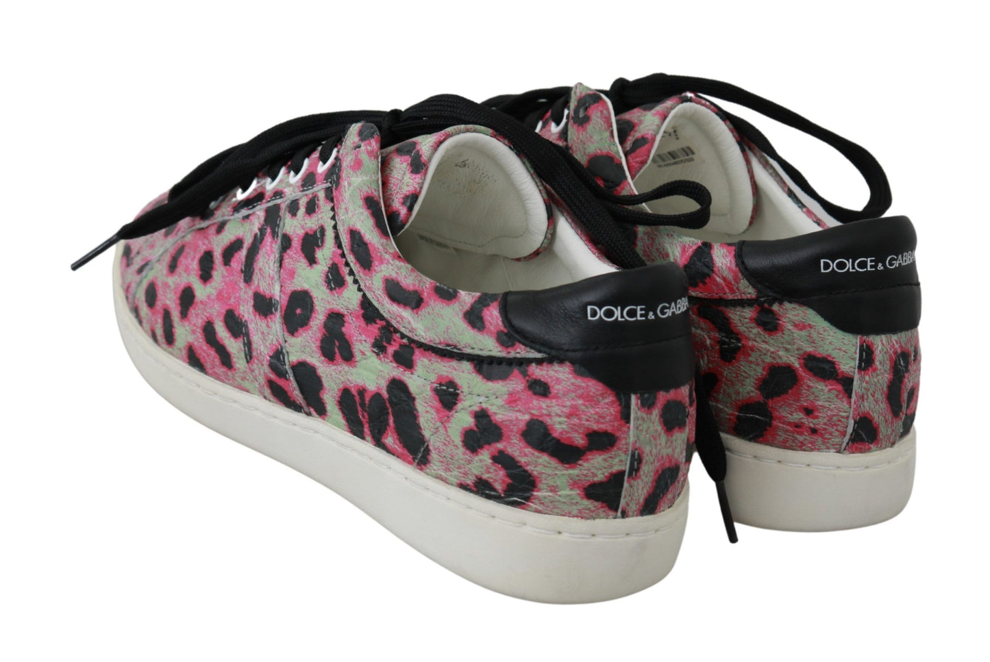 Dolce & Gabbana Pink Leopard Print Training Leather Flat Sneakers Dolce & Gabbana