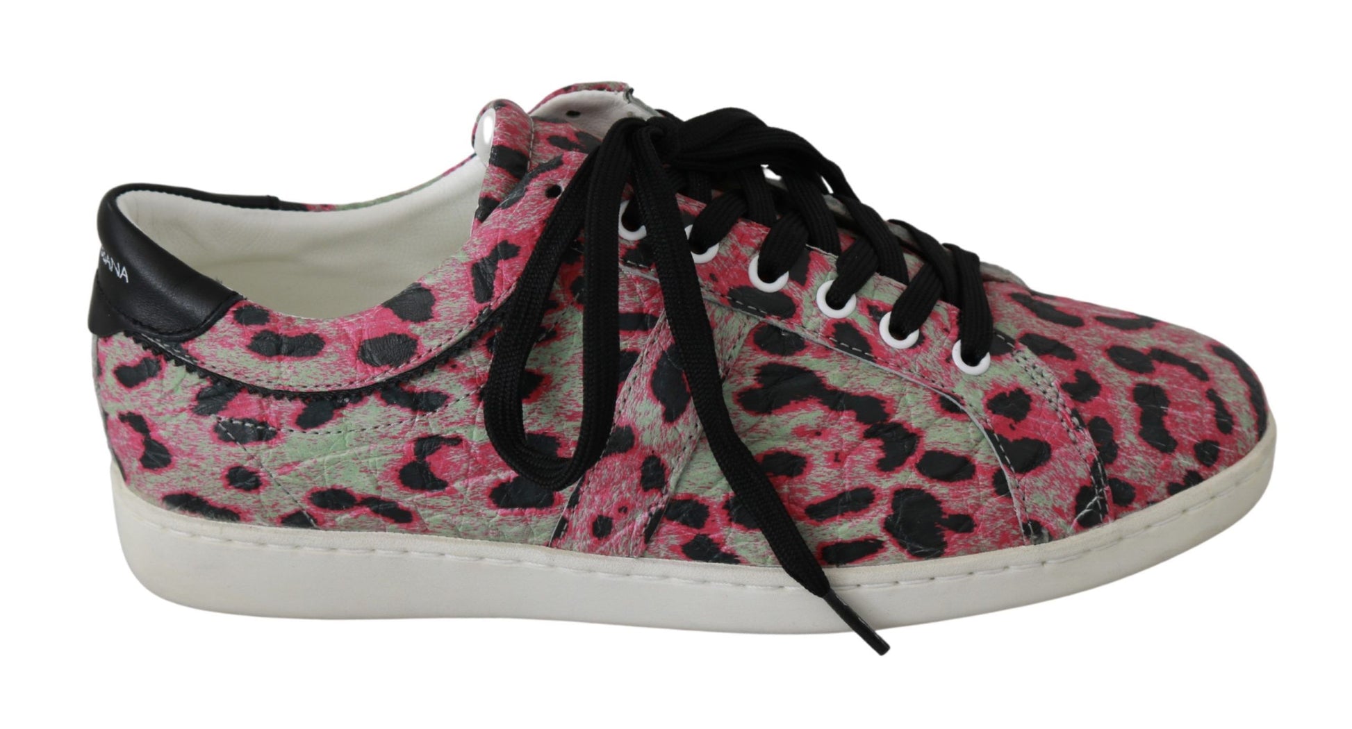 Dolce & Gabbana Pink Leopard Print Training Leather Flat Sneakers Dolce & Gabbana