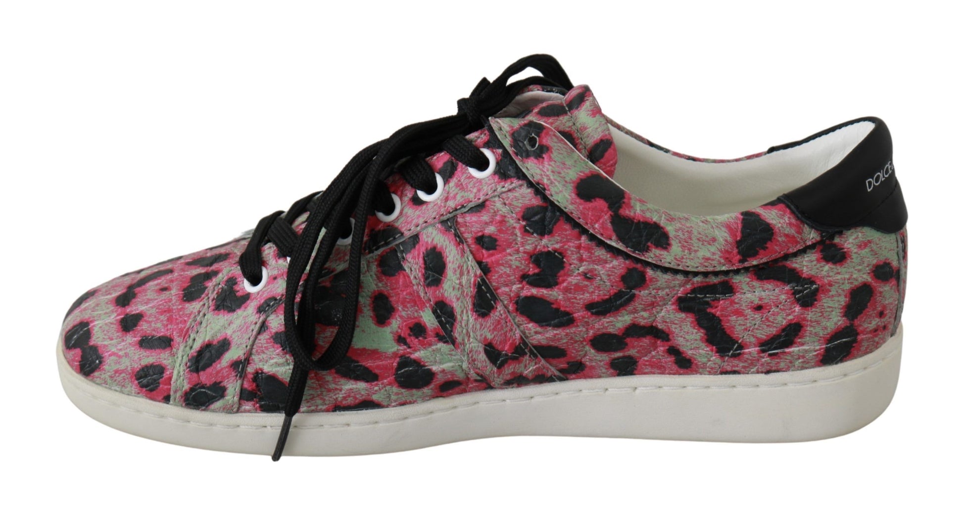 Dolce & Gabbana Pink Leopard Print Training Leather Flat Sneakers Dolce & Gabbana