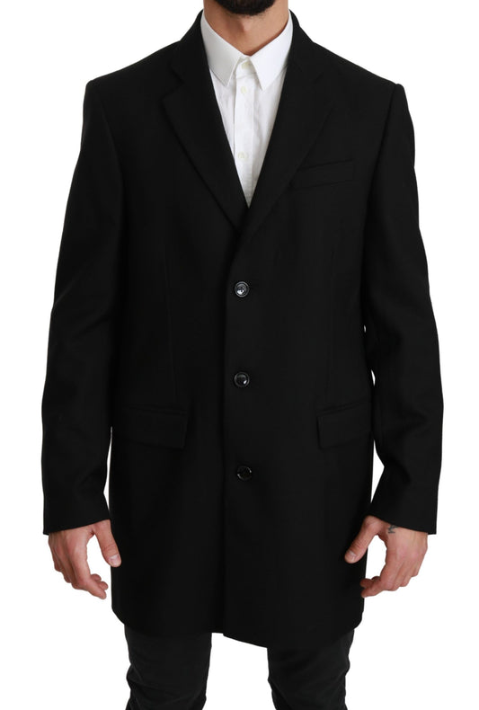 Dolce & Gabbana Black 100% Wool Jacket Coat Blazer Dolce & Gabbana