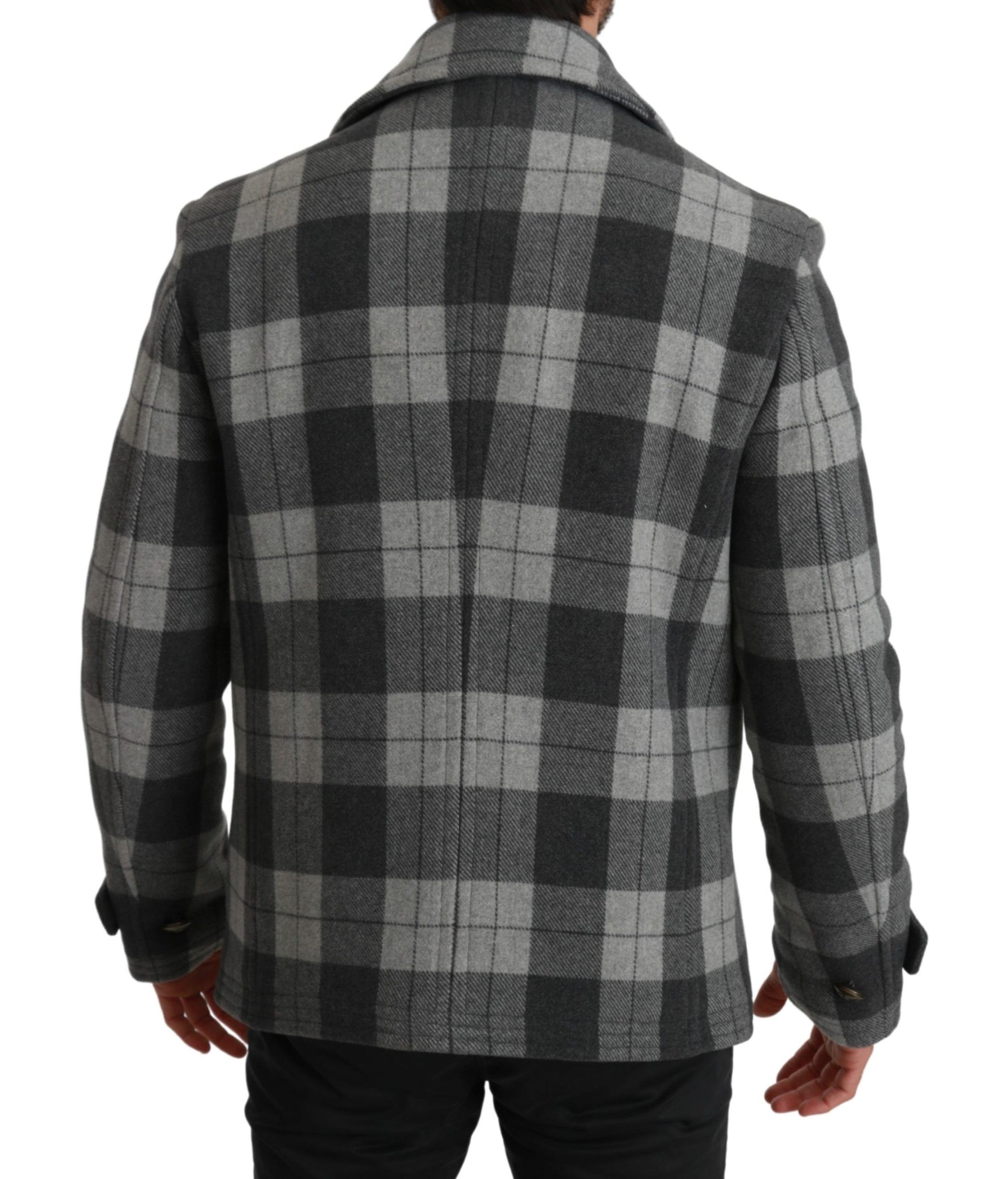 Dolce & Gabbana Gray Check Wool Cashmere Coat Jacket Dolce & Gabbana
