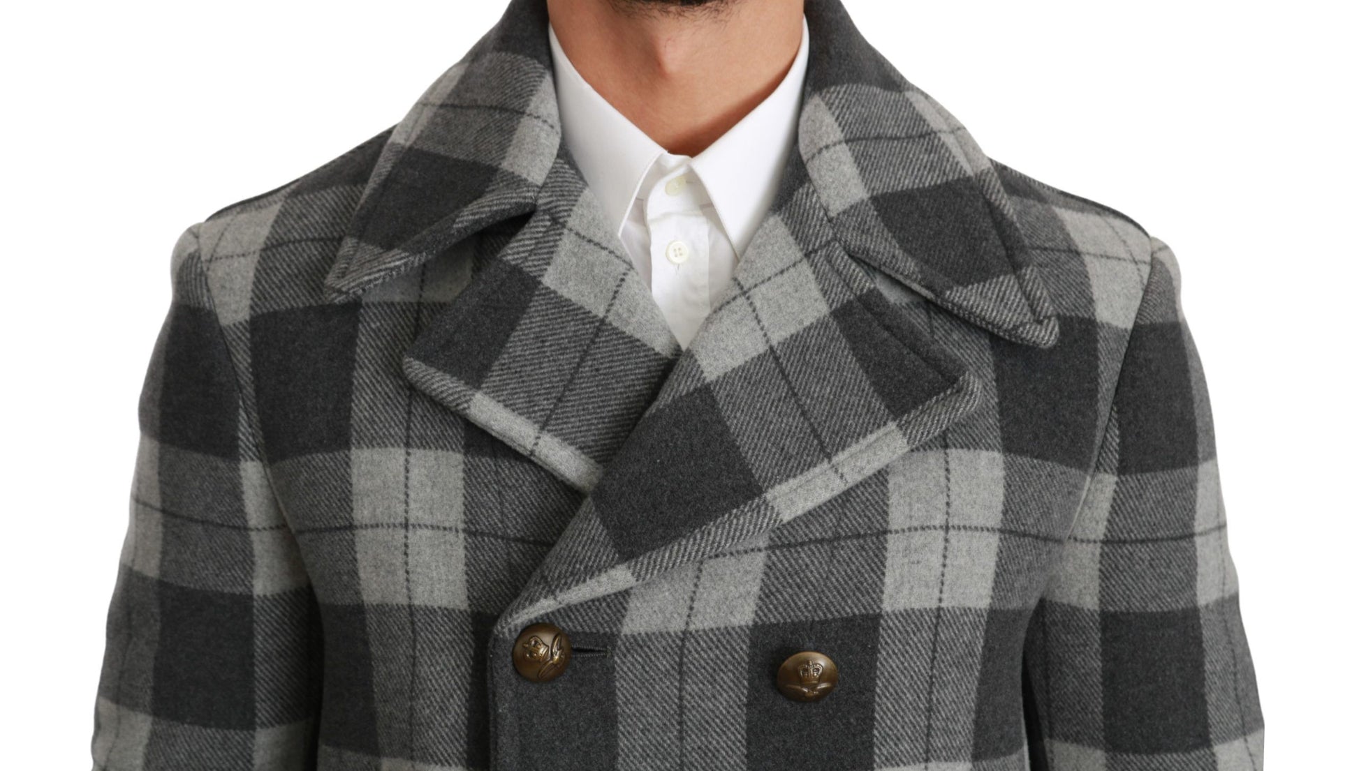 Dolce & Gabbana Gray Check Wool Cashmere Coat Jacket Dolce & Gabbana