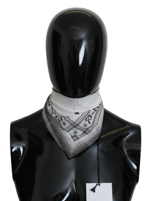 Costume National White Printed Bandana Cotton Scarf Costume National