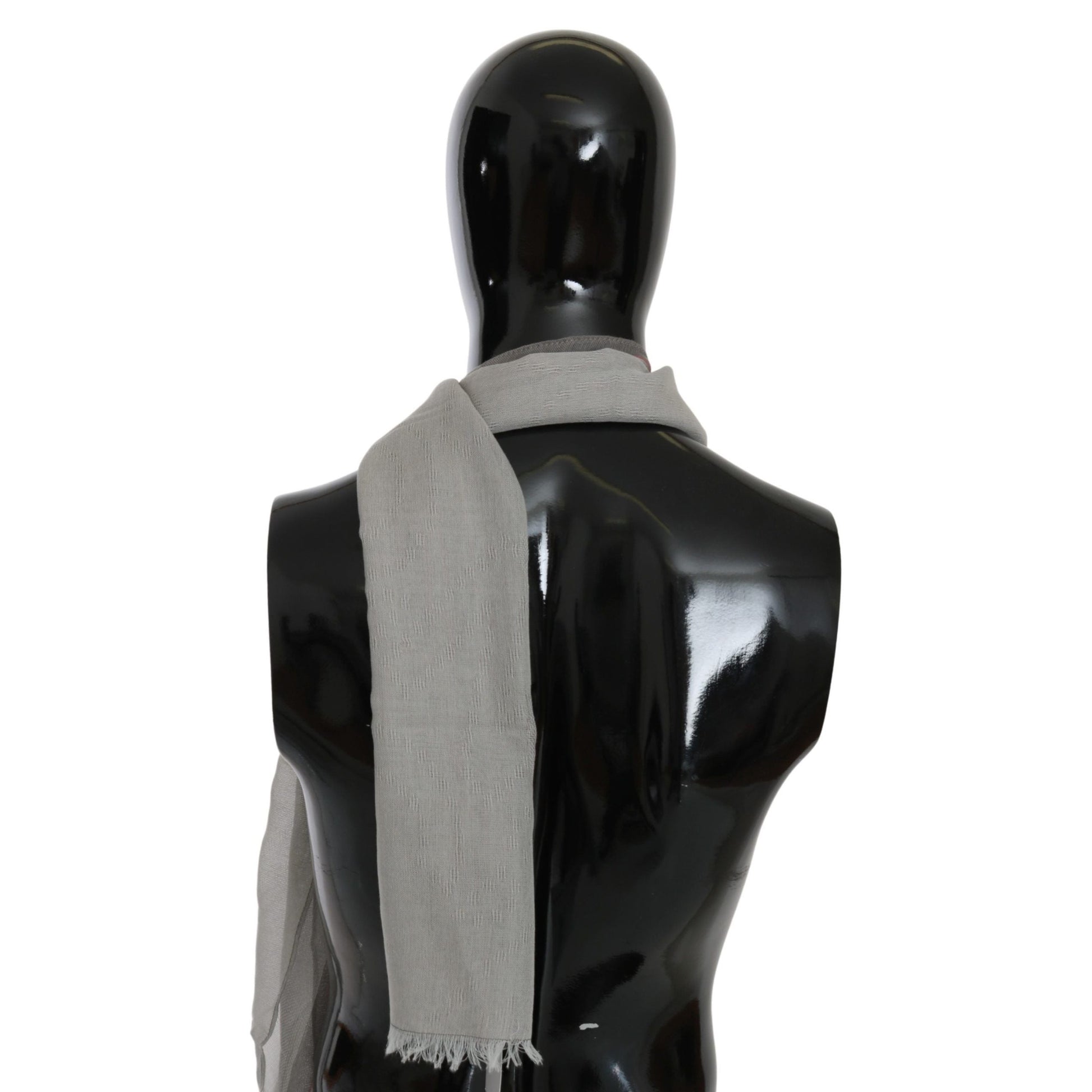 Costume National Gray Fringe Neck Wrap Cotton Scarf