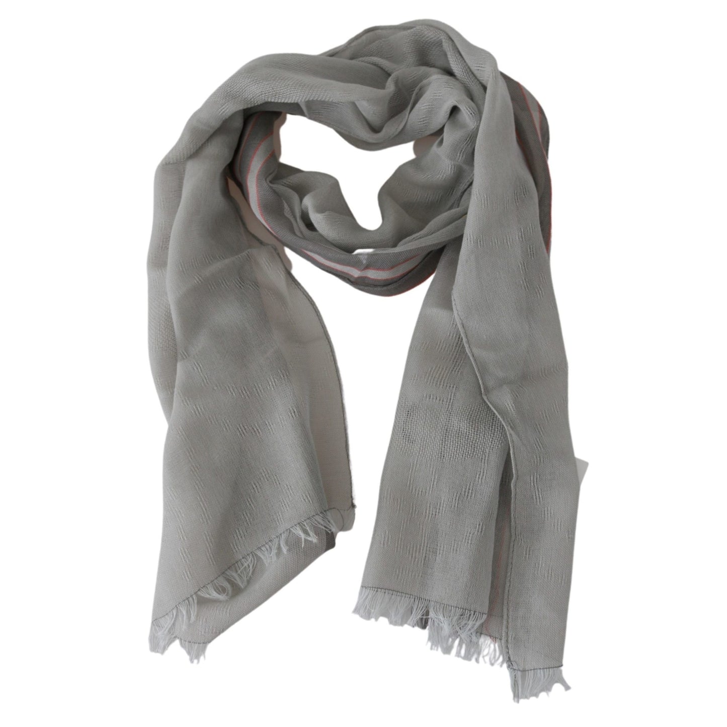 Costume National Gray Fringe Neck Wrap Cotton Scarf