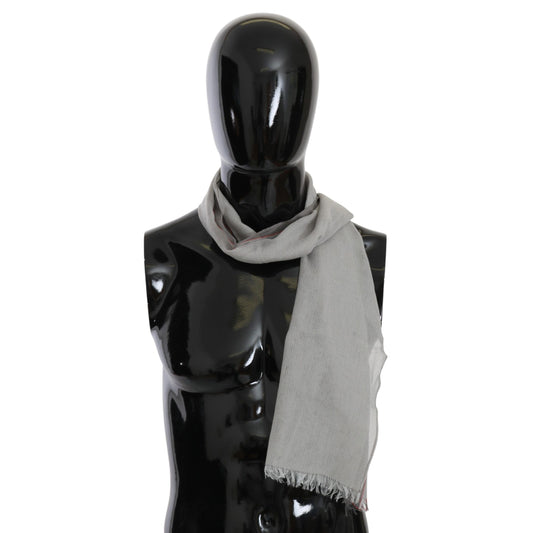 Costume National Gray Fringe Neck Wrap Cotton Scarf