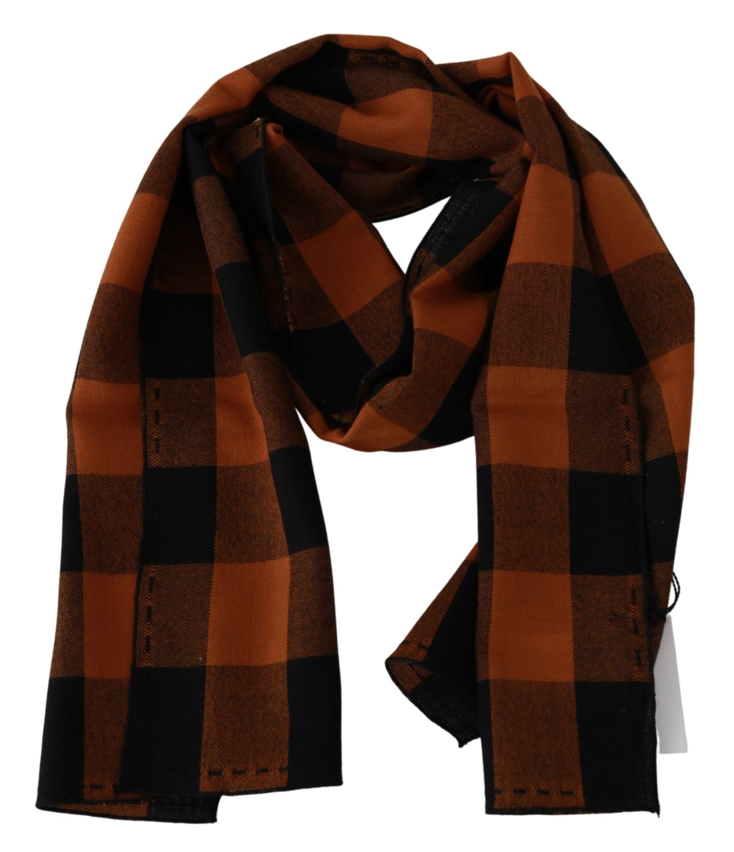 Costume National Orange Check Neck Wrap Shawl Scarf Costume National